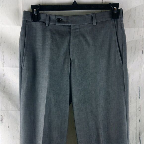 Ted Baker Italian Fashion 29R Men's 100% Wool Gray Dress Pants 31x32 Flat Front - Picture 5 of 10